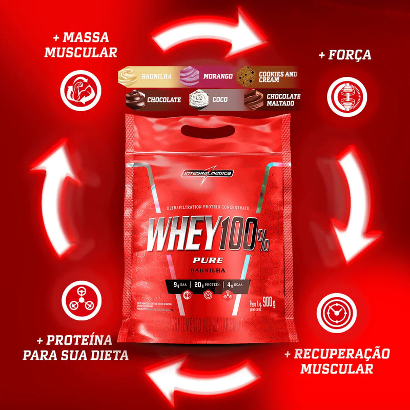 Whey 100% Pure Refil 900g (Sabor morango)